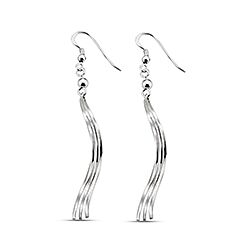 Wholesale Silver Ribbon Drop Plain Earrings