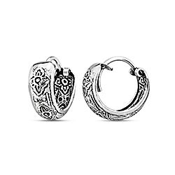 Wholesale 925 Sterling Silver Lotus Bali Hoop Earrings