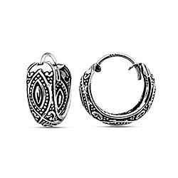 Wholesale 925 Sterling Silver Vintage Design Oxidized Hoop Earrings