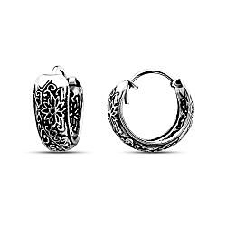 Wholesale 925 Sterling Silver Flower Vine Oxidized Bali Hoop Earrings