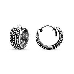 Wholesale 925 Sterling Silver Round Dots Oxidized Bali Hoop Earrings