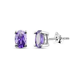 Wholesale 925 Sterling Silver Lavender Sparkly Cubic Zirconia Stud Earrings