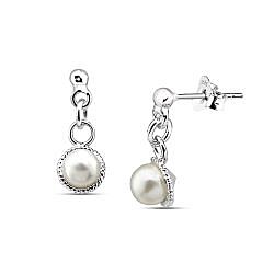 Wholesale 925 Sterling Silver Freshwater Dangling Ball Pearl Stud Earrings