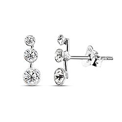 Wholesale 925 Silver Round 3 Stone Crystal Stud Earrings