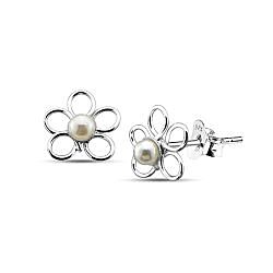 Wholesale 925 Silver Round Pearl Stud Earrings