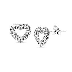 Wholesale 925 Silver Clear Crystal Heart 10mm Studs Earrings