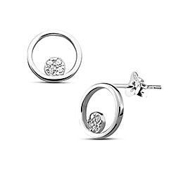 Wholesale Silver Circle Cubic Zirconia Stud Earring