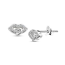 Wholesale Silver Sterling 925 Love Lips CZ Micro Pave Stud Earrings