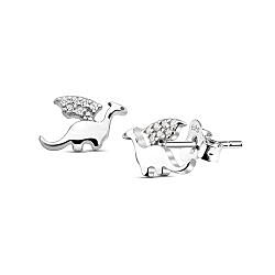 Wholesale 925 Sterling Silver Cubic Zirconia Dinosaur Sparkly Stud Earrings