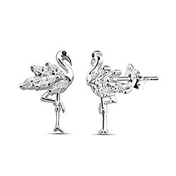 Wholesale Silver Flamingo Cubic Zirconia Stud Earring