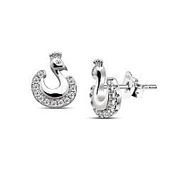 Wholesale 925 Sterling Silver Peacock Cubic Zirconia Rhodium Plated Stud Earrings