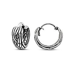Wholesale Silver Oxidized Spiral Bali Hoop Earring