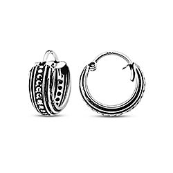 Wholesale Silver Oxidized Dot Bali Hoop Earring