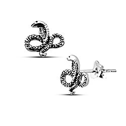 Wholesale 925 Silver Twist Snake Oxidized Stud Earrings