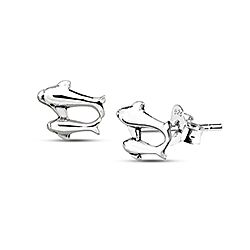 Wholesale Silver 925 Dolphin Oxidized Stud Earrings