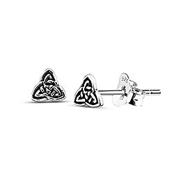 Wholesale Silver Celtic Trinity Knot Oxidized Stud Earrings