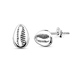 Wholesale 925 Silver Cowry Sea Oxidized Stud Earrings