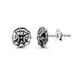 Wholesale Silver Sterling Spider Web Oxidized Stud Earrings