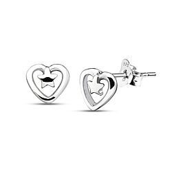 Wholesale 925 Silver Heart Star Oxidized Stud Earrings