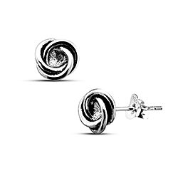 Wholesale Silver Cute Celtic Flower Oxidized Stud Earrings