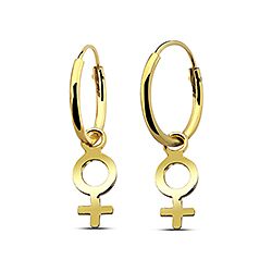 Wholesale 925 Sterling Silver Gold Plated Charm Hoop Earrings