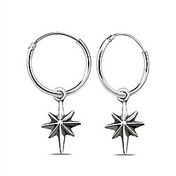 Wholesale 925 Sterling Silver Oxidized Scientology Cross Charm Hoop Earrings 
