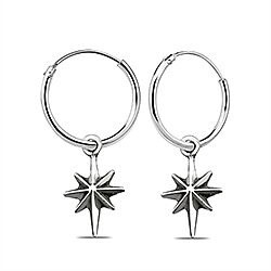 Wholesale 925 Sterling Silver Oxidized Cross Charm Hoop Earrings 