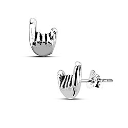 Wholesale Sterling Silver Rock Hand Oxidized Stud Earrings