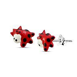 Wholesale 925 Sterling Silver Red Cow Kids Stud Earrings   