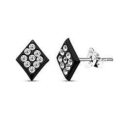 Wholesale 925 Sterling Silver Diamond Shape Black Enamel Kids Stud Earrings