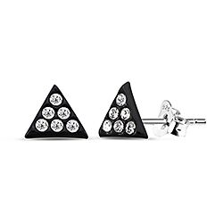 Wholesale 925 Sterling Silver Black Triangle Shaped Enamel Kids Stud Earrings 