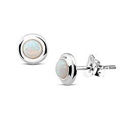 Wholesale 925 Sterling Silver White Opal Stud Earrings