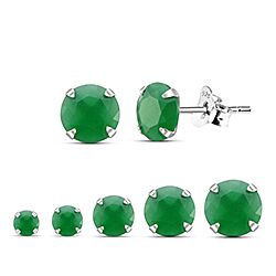 Wholesale Silver Round Green CZ Stud Earrings 