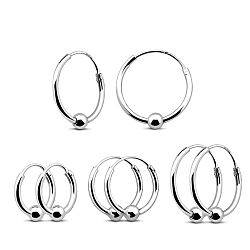 Wholesale 925 Sterling Silver 3mm Ball Bead Charm Hoop Earrings