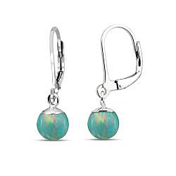 Wholesale 925 Sterling Silver 6mm Green Opal Semi Precious Earrings