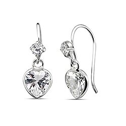 Wholesale 925 Sterling Silver 7 mm Clear Heart Cubic Zirconia Earrings.