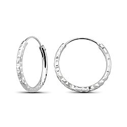 Wholesale 925 Sterling Silver 16mm Diamond Cut Plain Hoop Earrings