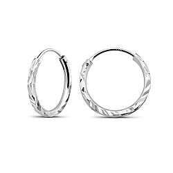 Wholesale 925 Silver Diamond Cut Plain Hoop Earrings