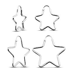 Wholesale 925 Silver Star Plain Hoop Earrings