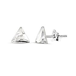 Wholesale 925 Sterling Silver Triangle Flat Back Genuine Crystal Stud Earrings 