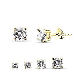 Wholesale 925 Sterling Silver Gold plated Basket Setting CZ Stud Earring