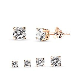 Wholesale 925 Sterling Silver Rose Gold Plated Stud Earrings