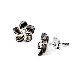 Wholesale Silver Crystal Black Mother of Pearl Stud Earring