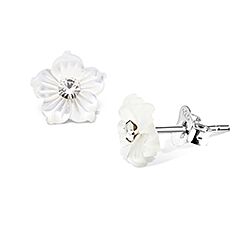 Wholesale Silver Crystal Mother of Pearl Carved Stud Earring