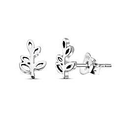 925 Silver Leaf Oxidized Stud Earrings