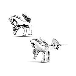 Wholesale Silver 925 Light Horse Oxidized Stud Earrings
