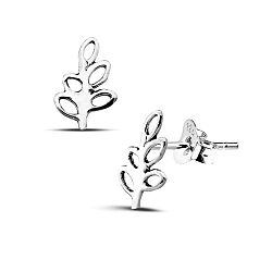 Wholesale 925 Sterling Silver Leaf Oxidized Stud Earrings