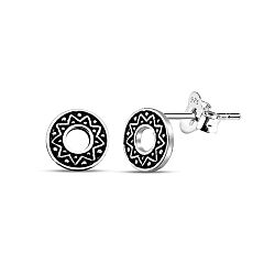 Wholesale 925 Silver Antique Round Oxidized Stud Earrings