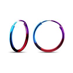 Wholesale 925 Sterling Silver 14mm Multi Colored Plain Hoop Earrings