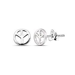 Wholesale 925 Silver Peace Logo Oxidized Stud Earrings